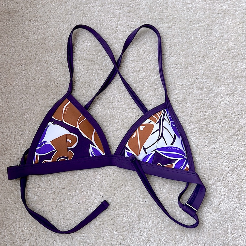 Honey Girl Hawaiian Reversible Print/Plum Small Bikini Top